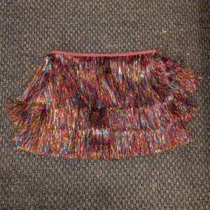 Nasty Gal Multicolored High Waisted Tinsel Fringe Shorts (US 10 / UK 14)